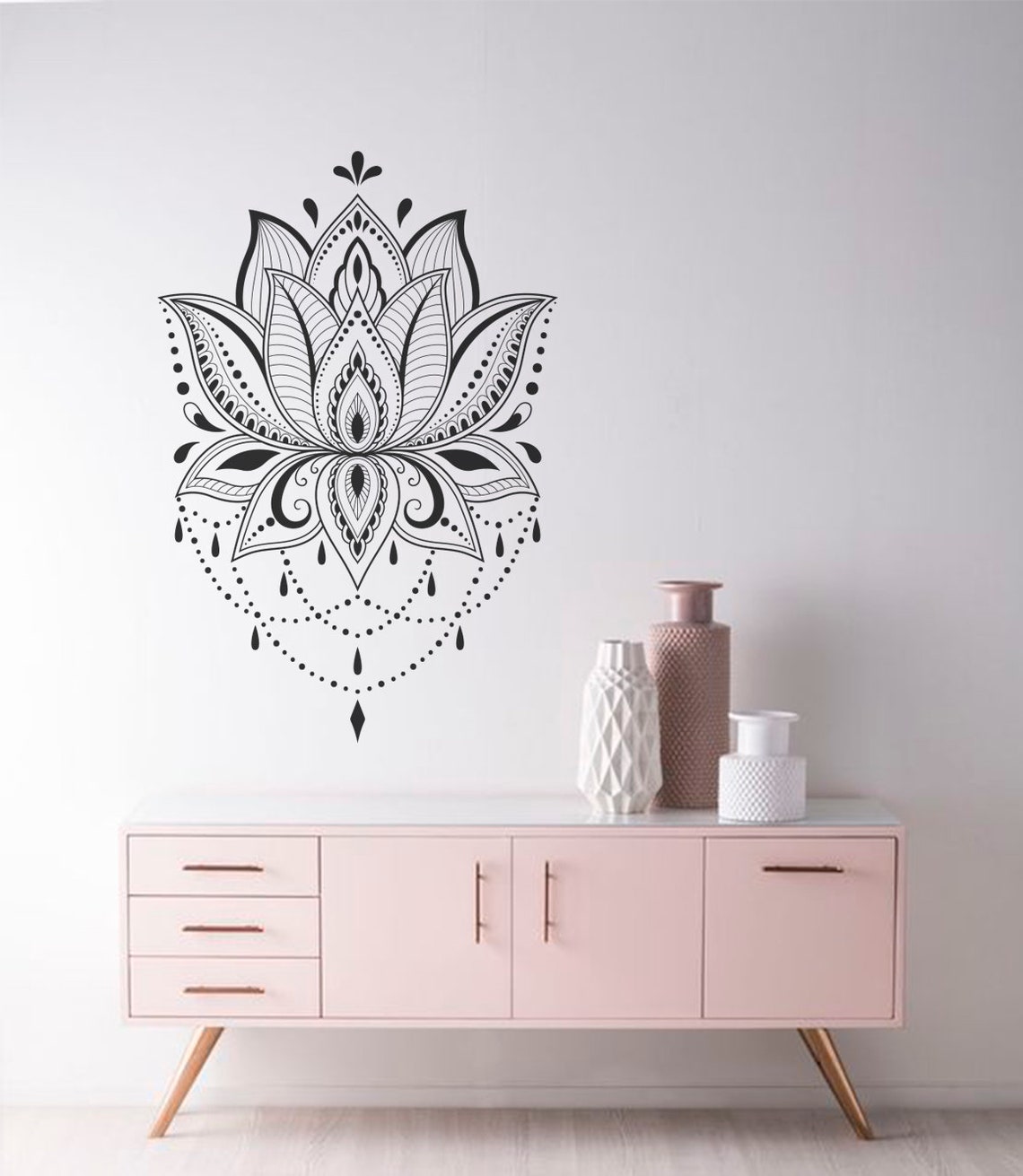 Mandala Wall Decal for Yoga Studio, Lotus Flower Decal, Yoga Stickers ...