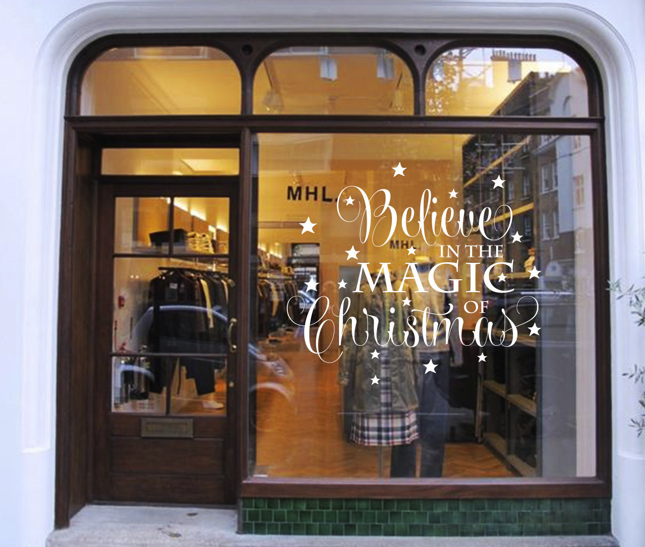 Christmas window sticker Believe in the Magic Christmas, Shop window decal, Christmas wall vinyl decals.