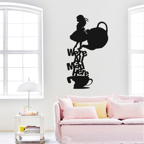 Sticker mural en vinyle Alice au pays des merveilles, décoration pour chambre d'enfant