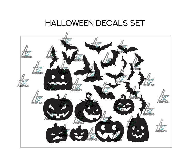 Halloween Window Decals Halloween Pumpkins and Bat Window Etsy UK