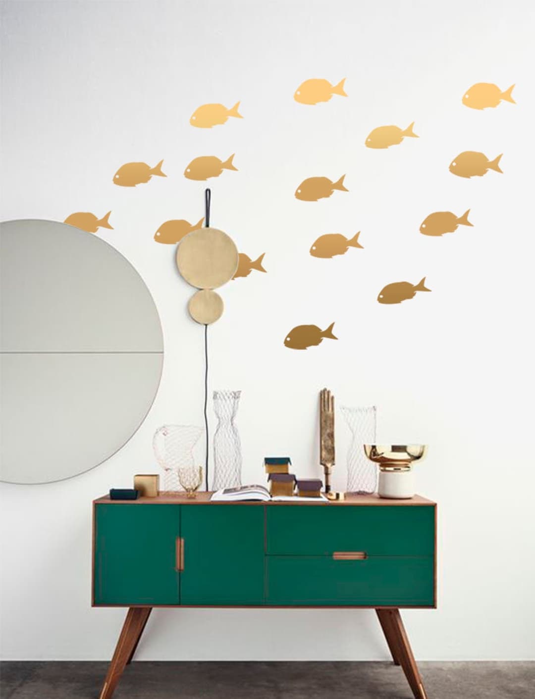 Gold Fish Wall Decal, Bathroom Decals, Sea Fish Stickers, Vinyl Wall ...