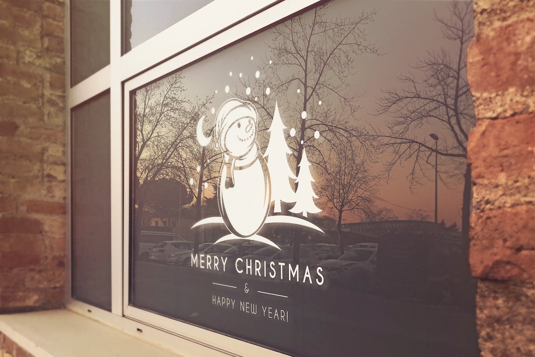 Window Sticker Frost Snow Winter Christmas Decals, Snowman Stickers, Christmas Window Decal, Shop ...