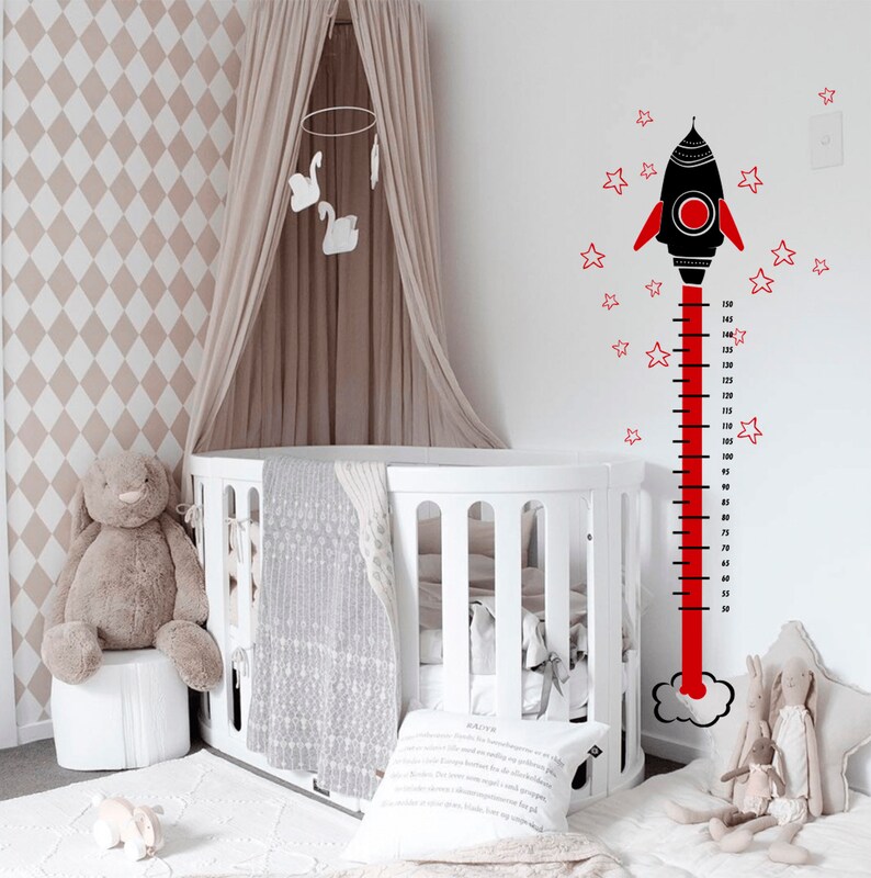 Height Chart Decal Growth Chart Ruler Sticker Rocket Wall Etsy UK