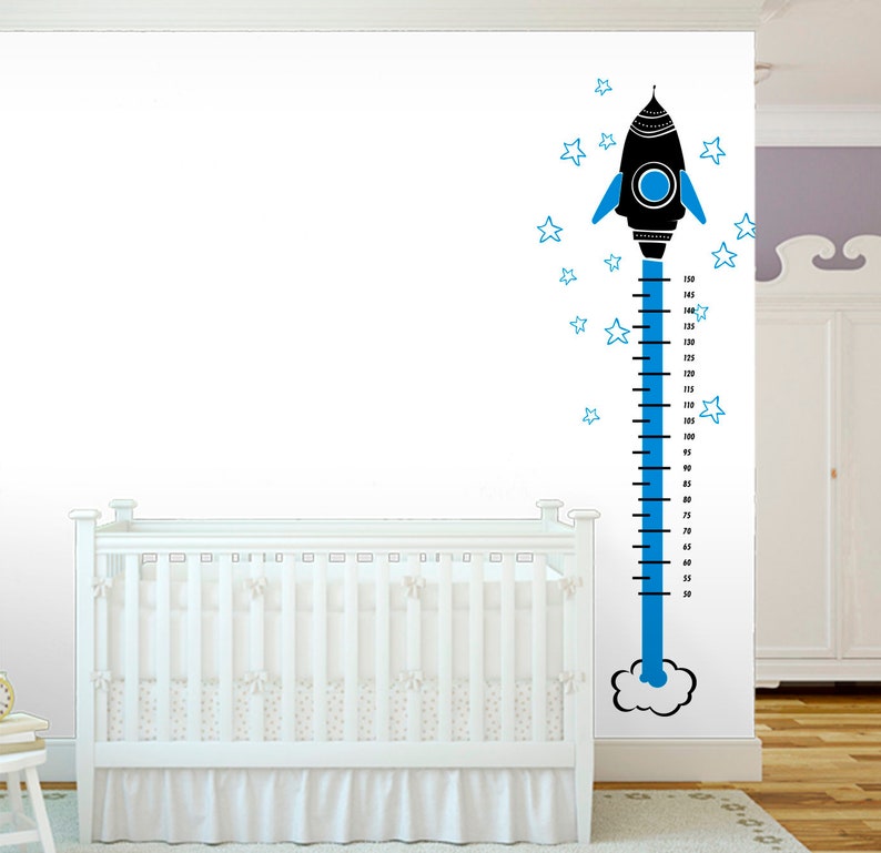 Height Chart Decal Growth Chart Ruler Sticker Rocket Wall Etsy UK