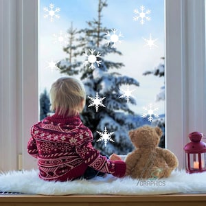 Snowflakes windows stickers, Window decal, Christmas decals, Christmas window decal, snow wall decal