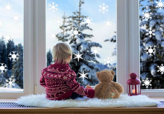 window snowflakes  Christmas window decorations, Window snow