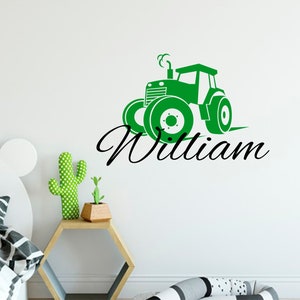 Personalized Boy Name Wall Decal, Tractor Wall Decal, Baby Boy name wall decal, Farm Car tractor stiker