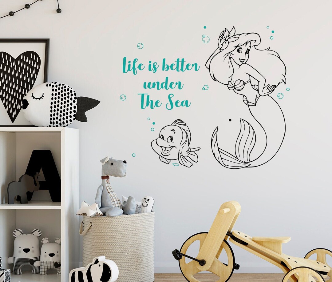 Mermaid Wall Decal Disney Wall Decal Mermaid Ariel Wall Etsy