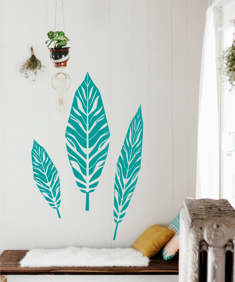 Tropical Leaf Wall Decal Big Leaves Decal Nature Wall Decal Etsy