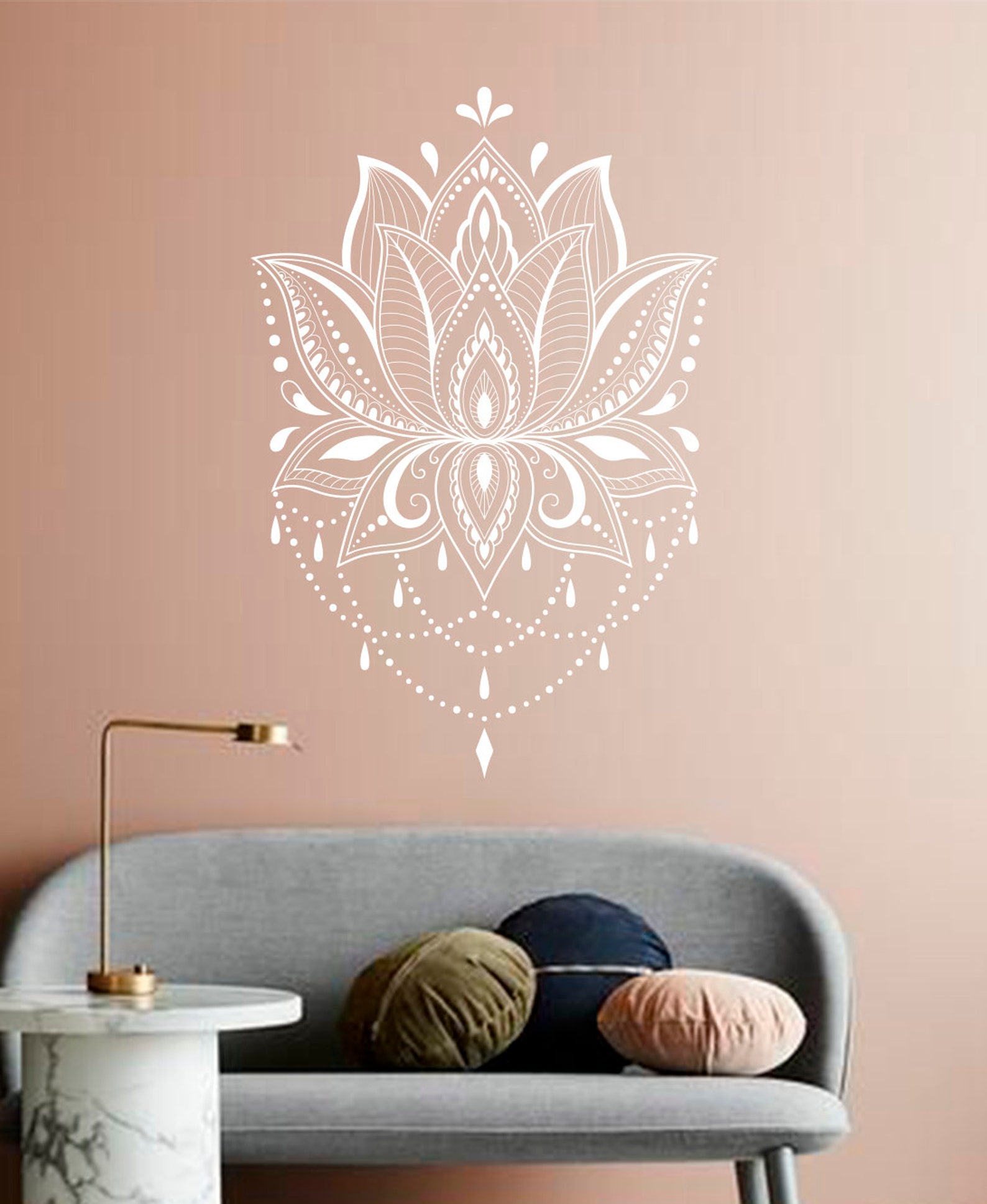 Mandala Wall Decal for Yoga Studio, Lotus Flower Decal, Yoga Stickers ...