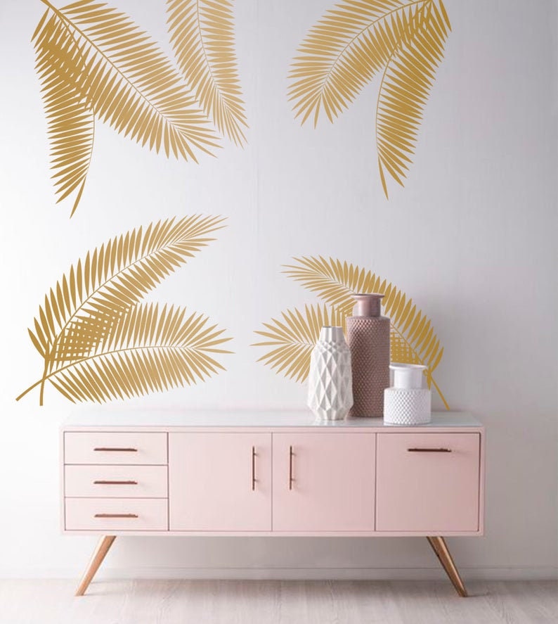 Tropical wall decals Large Palm leaf decal Leaves vinyl Etsy
