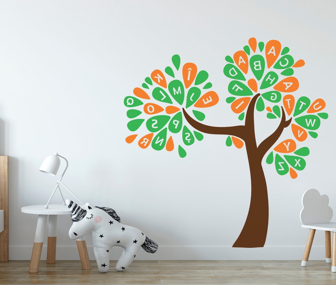 Alphabet Wall Decal, Children Alphabet Stickers on a Tree Wall Decal ...