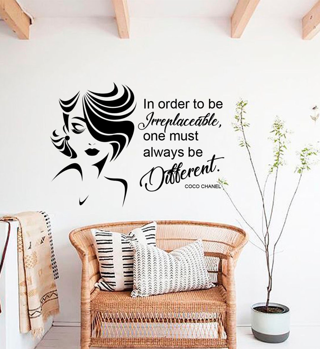 I178 Wall Decal Sticker Coco Chanel quote phrase inscription woman  silhouette