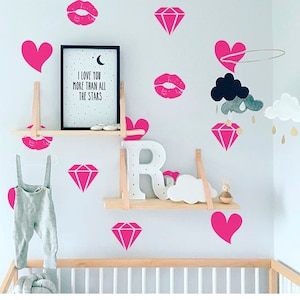 Lips wall decal, Beauty salon wall decal, Diamonds decal, Beauty salon wall decor