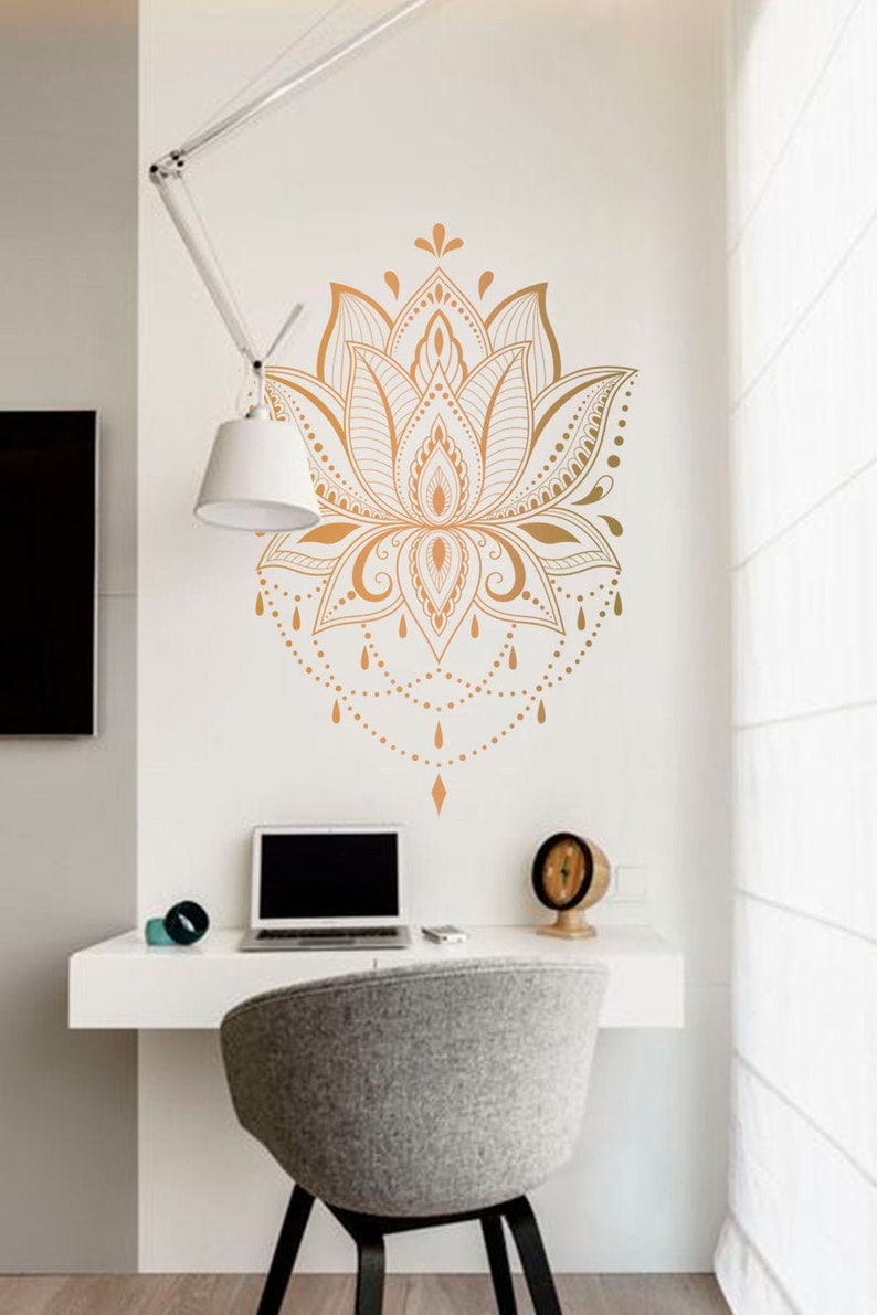 Mandala Wall Decal for Yoga Studio, Lotus Flower Decal, Yoga Stickers ...