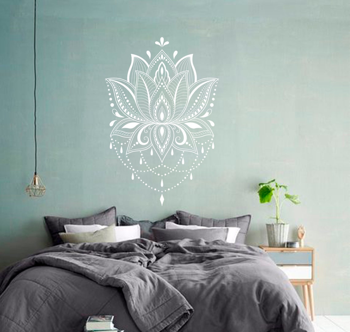 Mandala Wall Decal for Yoga Studio, Lotus Flower Decal, Yoga Stickers ...