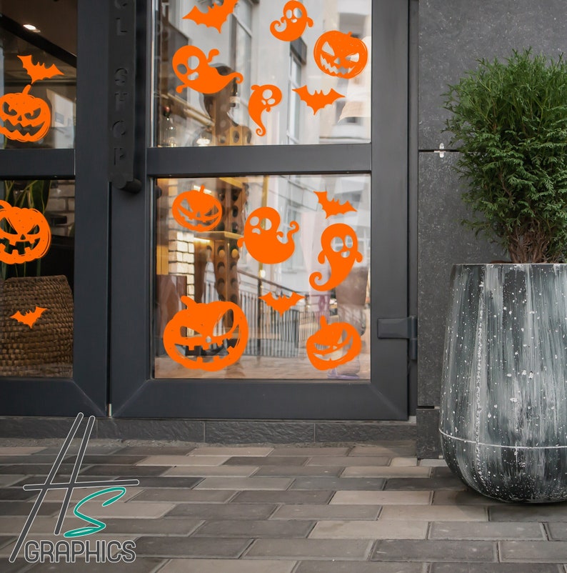 Pumpkin decals,Halloween pumpkin stickers, Happy Halloween Decor, Fall Porch Decor, Happy Halloween Halloween Home Decoration for Kids image 1