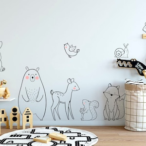 Woodland wall decal, Forest wall decal, Nursery wall sticker, Animals decals, Kid wall decal, Forest animal decal,Woodland nursery kid room