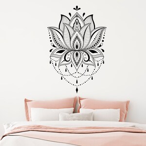 Mandala Wall Decal for Yoga Studio, Lotus Flower Decal, Yoga Stickers ...