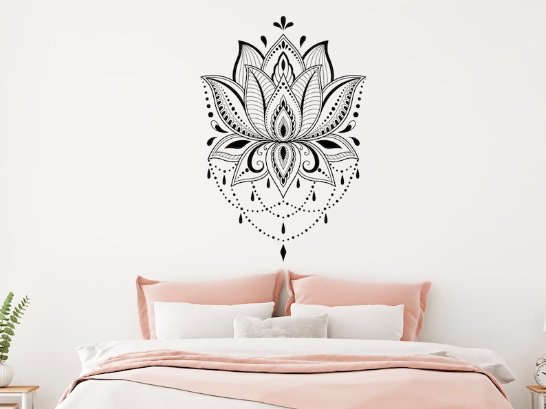 Mandala Wall Decal for Yoga Studio, Lotus Flower Decal, Yoga Stickers ...