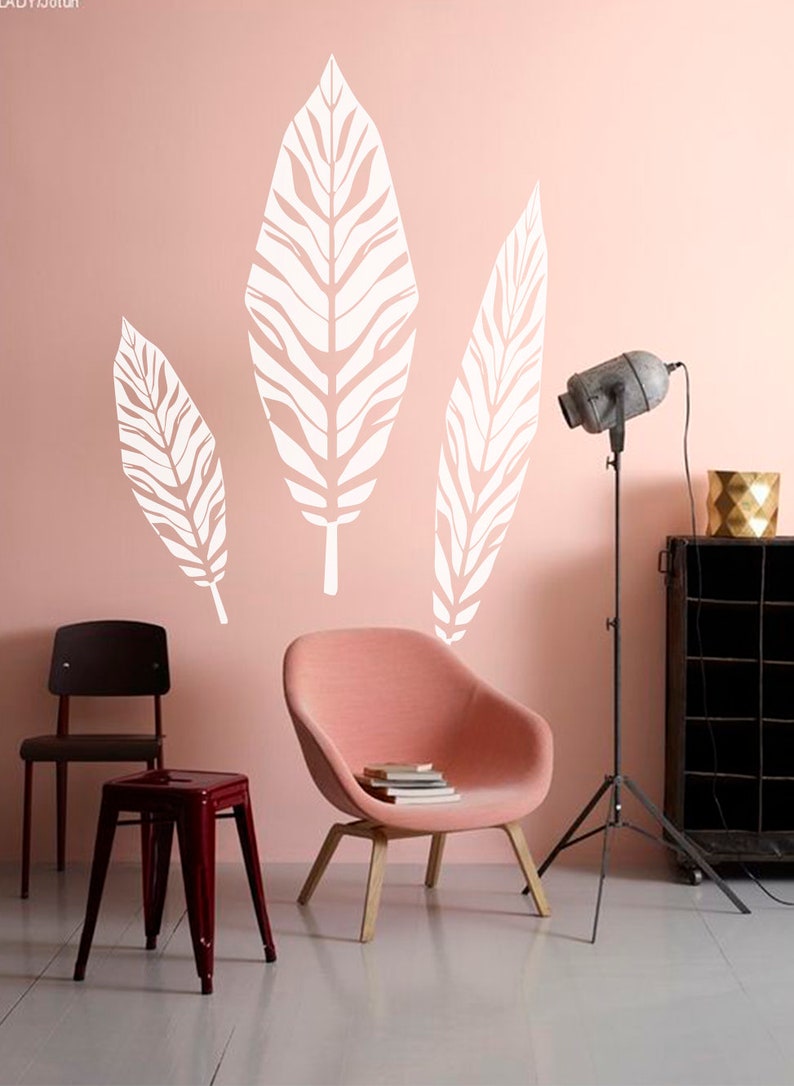 Tropical Leaf Wall Decal Big Leaves Decal Nature Wall Decal Etsy