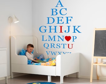 Adesivi da parete con lettere dell'alfabeto, motivo Apprendimento ABC, rimovibili, per bambini, ragazze, ragazzi, cameretta dei bambini, camera da letto, soggiorno, aula dei giochi, decorazione per