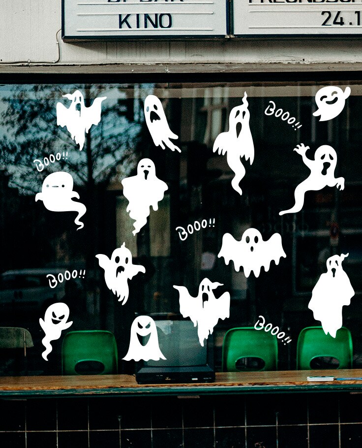 Ghost Halloween Decal Halloween Window Decal Halloween Etsy