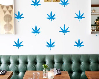 Marijuana Leaf decal, Vinyl wall decal, Marijuana stickers set , Leaf decal,