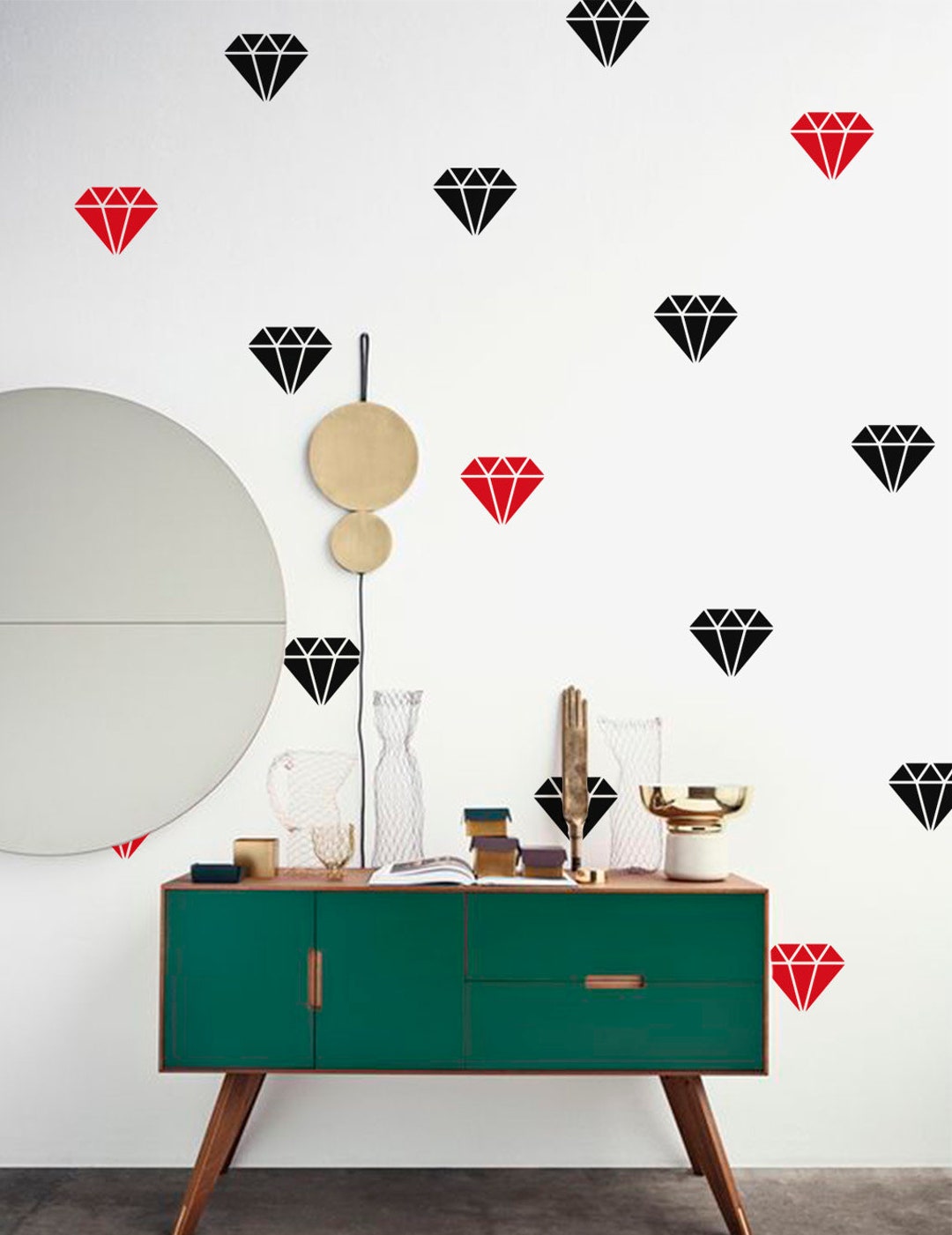 Diamonds Wall Decal, Geometric Wall Decal, Diamonds Sticker, Vinyl Wall