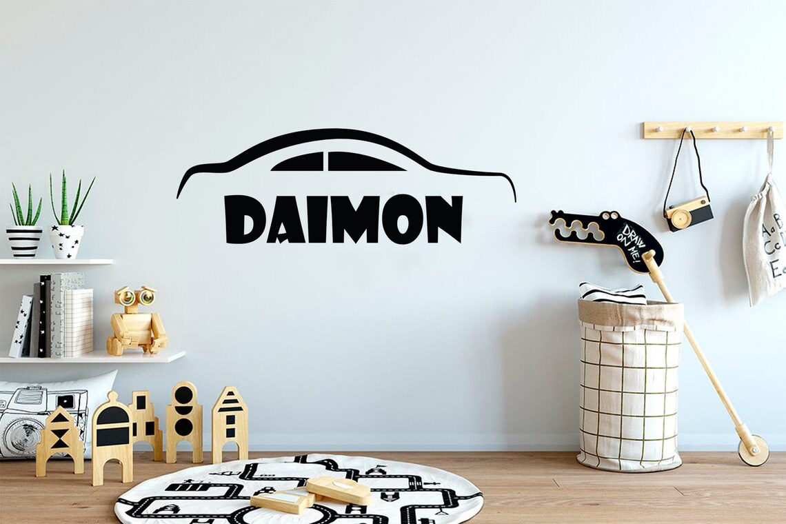 Car Wall Decal Personalized Name Decal Boy Name Decal Car Etsy