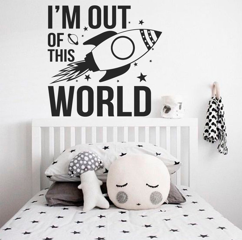 Outer Space Wall Decal Space Rocket Decal for Boy Room Decor Etsy