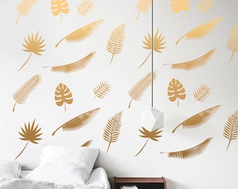 Tropical wall decals, Palm leaf decal, Monstera leaf, Tropical palm leaf vinyl stickers