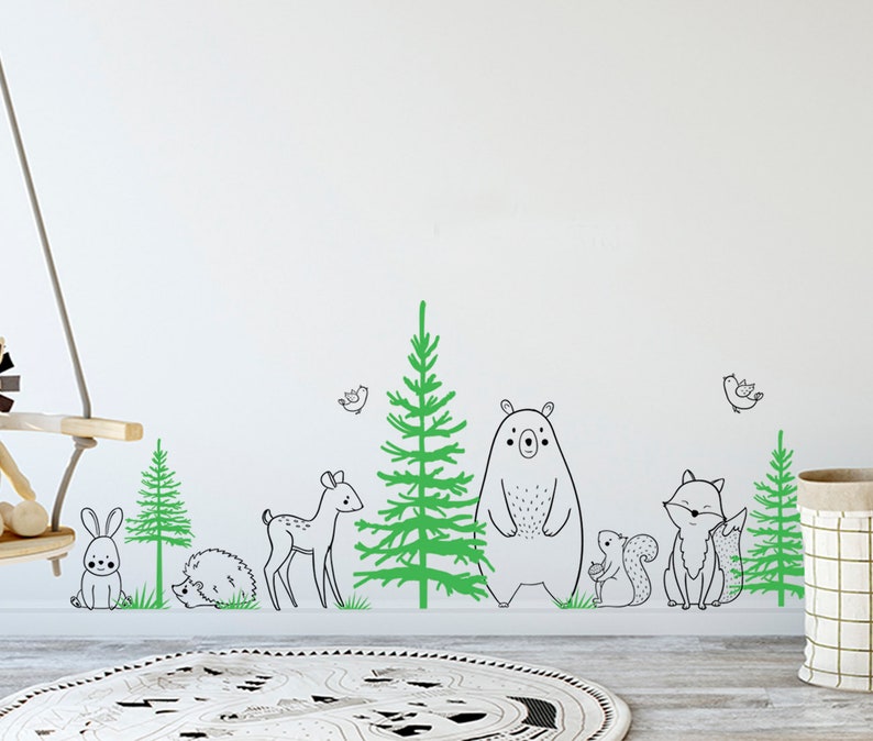 Woodland Wall Decal Forest Wall Decal Nursery Wall Decal Etsy