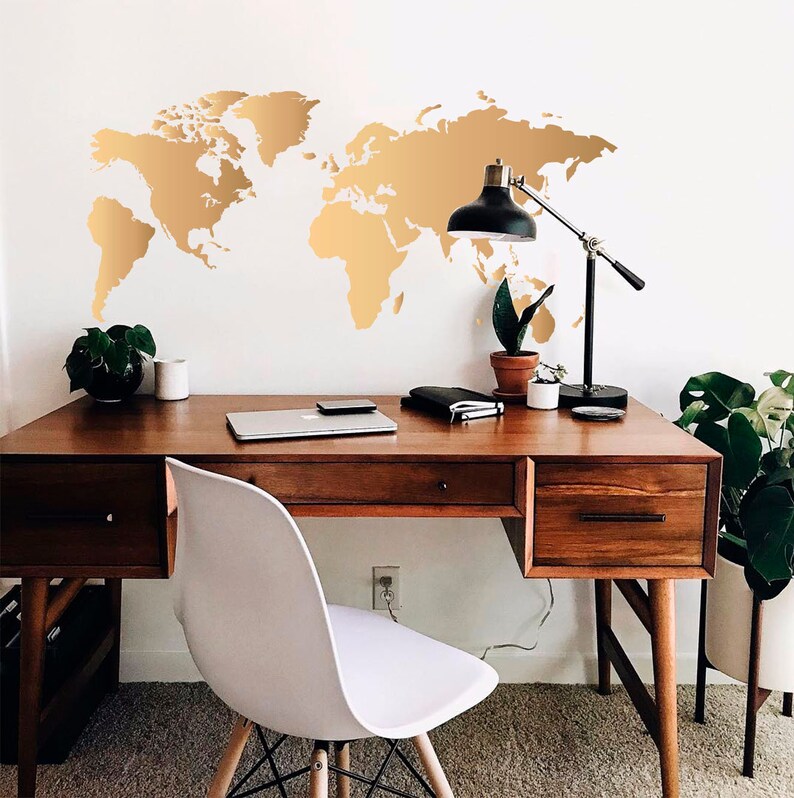 World Map Wall Decal Large World Map Sticker Office Decal Etsy UK