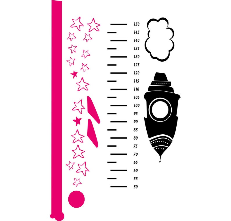 Height Chart Decal Growth Chart Ruler Sticker Rocket Wall Etsy UK