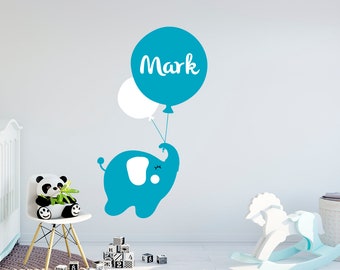 Elephant Decal, Elephant nursery, Name wall decal, Nursery wall decal