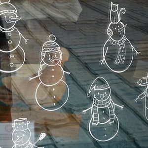 Snowman decals, Christmas window decal,  Shop window stickers, Windows dispay decals stickers