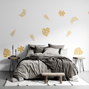 Tropical wall decals, Palm leaf decal, Monstera leaf, Tropical palm leaf vinyl stickers