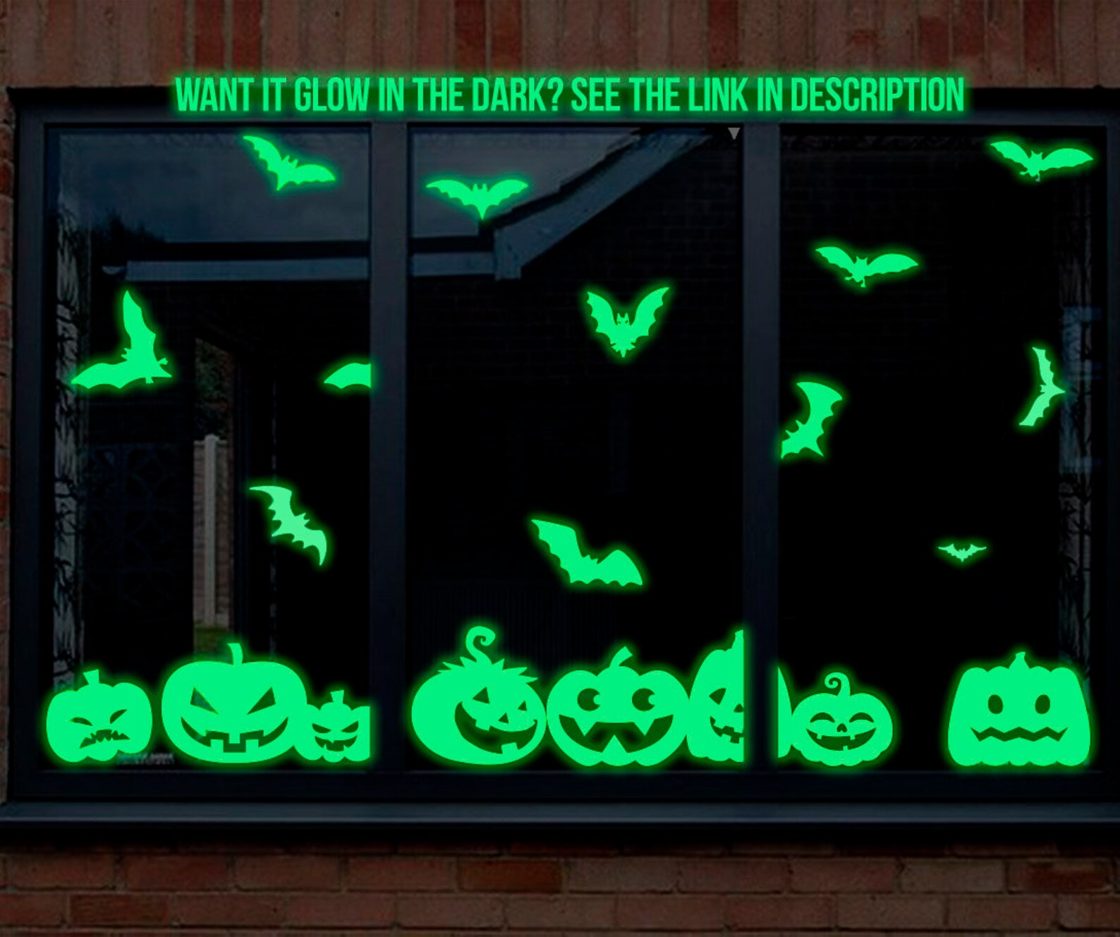 Halloween Window Decals Halloween Pumpkins and Bat Window Etsy