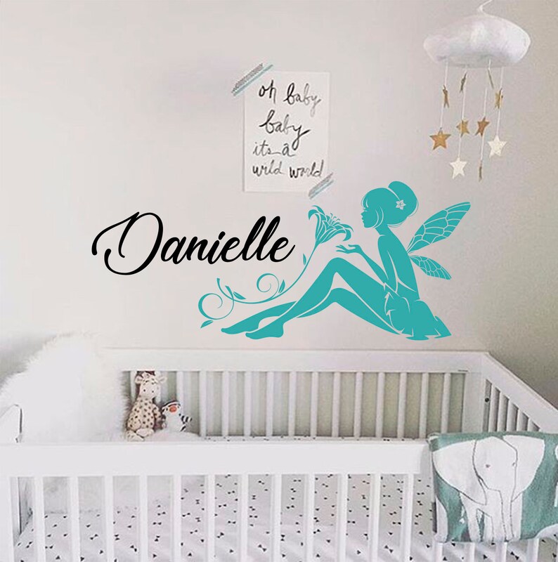 Fairy Wall Decal for Nursery Wall Decor, Baby Girl Name Wall Decal ...