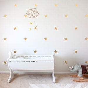 Gold stars wall decals set for nursery room decor, Stars vinyl sticker, Kids wall decals