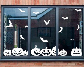 Halloween window decals, Halloween pumpkins and bat window decor, Halloween decals for car, Happy Halloween - Halloween Home Decoration