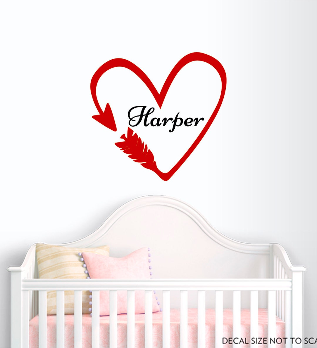 Girl Name Wall Decal, Heart Decal, Personalized Name Decal, Nursery ...
