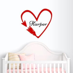 Girl name wall decal, Heart decal, Personalized Name decal, Nursery wall decal, Kids wall stickers