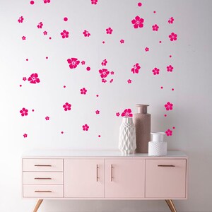 Tropical flowers wall decal, Tropical flowers stickers for bedroom decor, Baby girl wall decals, Kids wall stickers