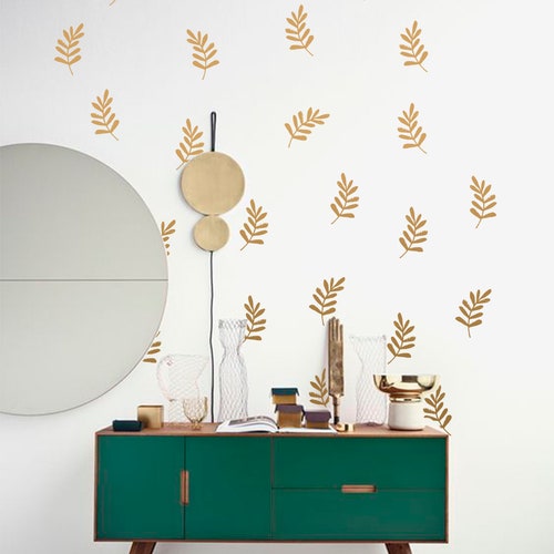 Monstera Leaves Wall Decals Gold Leaves Stickers Tropical Etsy UK