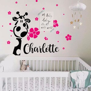 Giraffa parete decalcomania, vivaio parete decalcomania, Kid nome wall adesivo, adesivi parete bambini