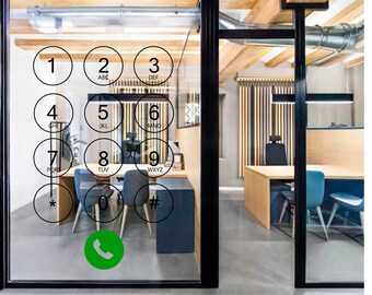Office wall decal, Door wall sticker, Iphone numbers decal, Glass decal, Office decor