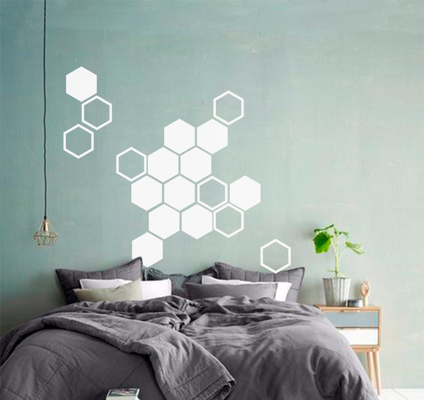 HEXAGON Wall Decals Geometric Decal Gold Etsy