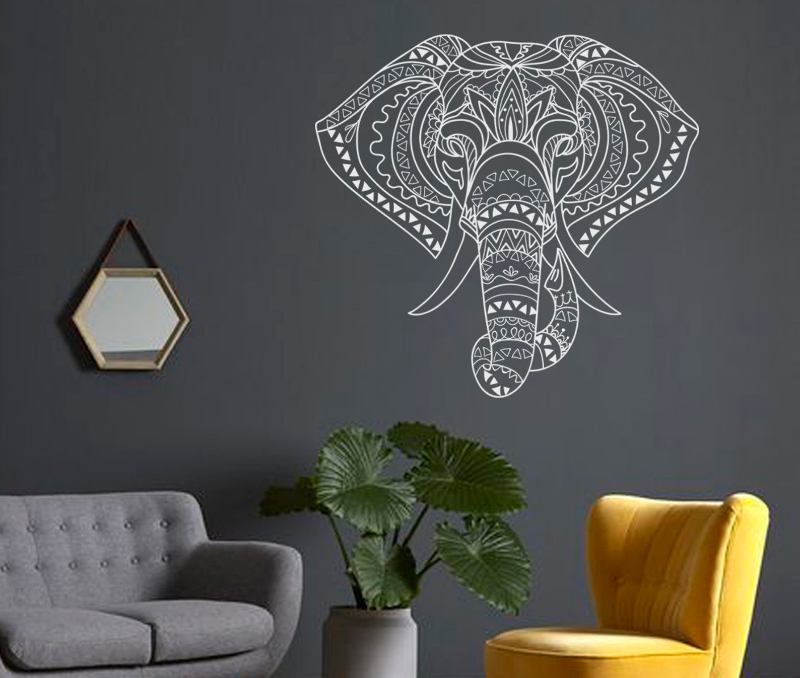 Indian Elephant Head Wall Decal Yoga wall Decals Yoga Etsy